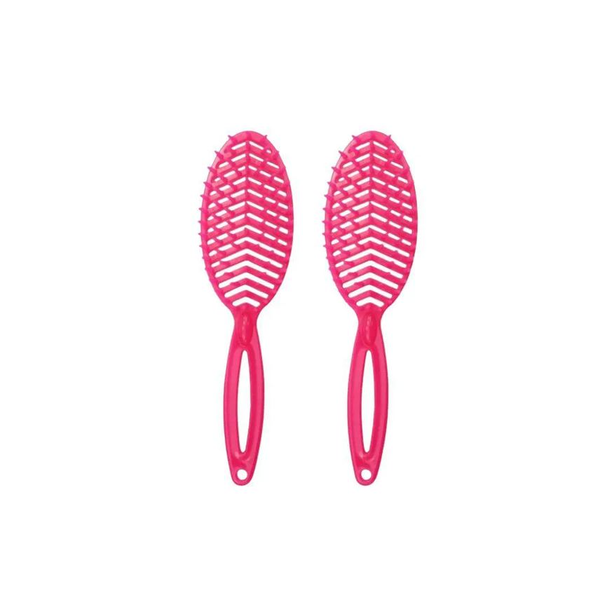 Darma Escova de Cabelo Flex Oval 338 Pink - Kit C/ 2un