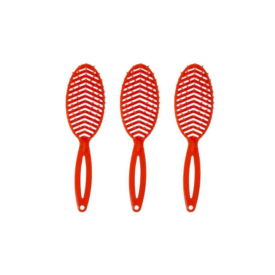 Darma Escova de Cabelo Flex 339 Oval Laranja - Kit C/ 3un