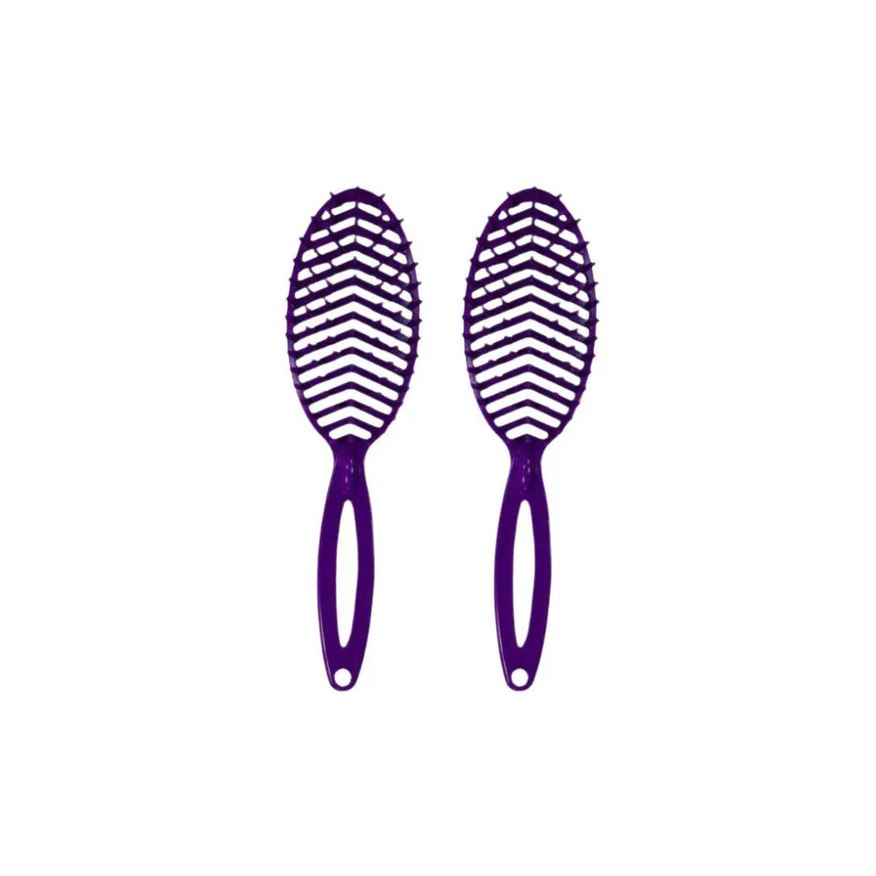 Darma Escova de Cabelo Flex Oval Roxa - Kit C/ 2un