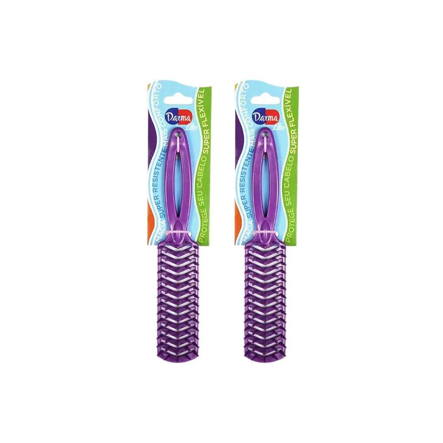 Darma Escova de Cabelo Flex Reta 347 Roxa - Kit C/ 2un