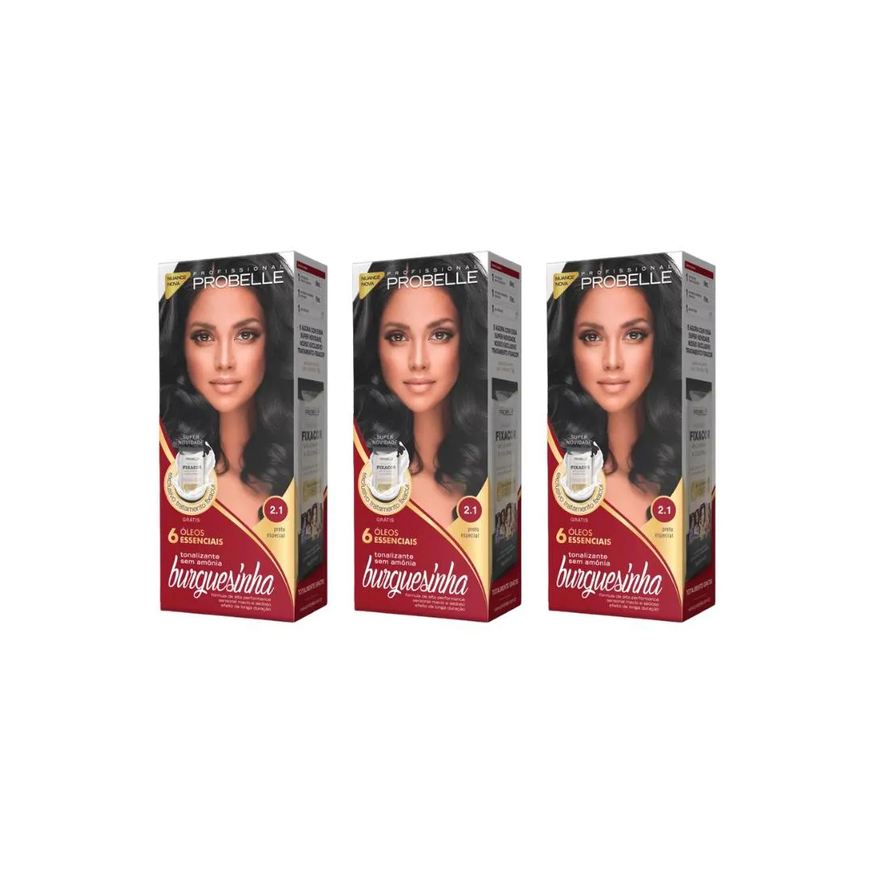 Probelle Coloraçao Burguesinha 2.1 Preto Especial-Kit C/3un