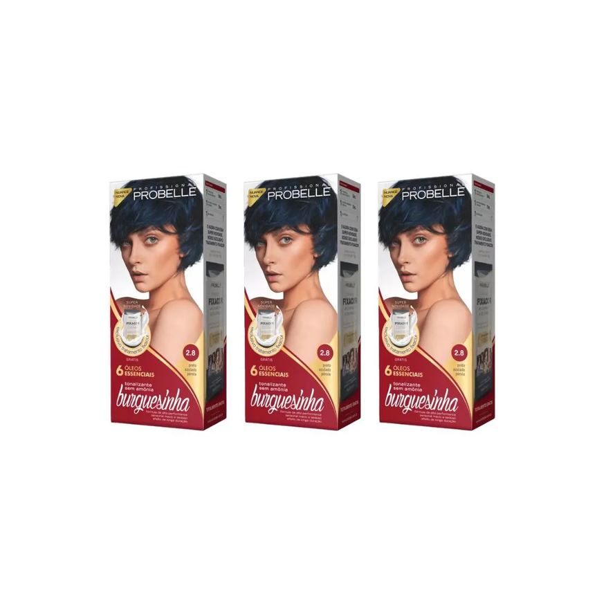 Probelle Coloraçao Burguesinha 2.8 Preto Azulado Perola-3un