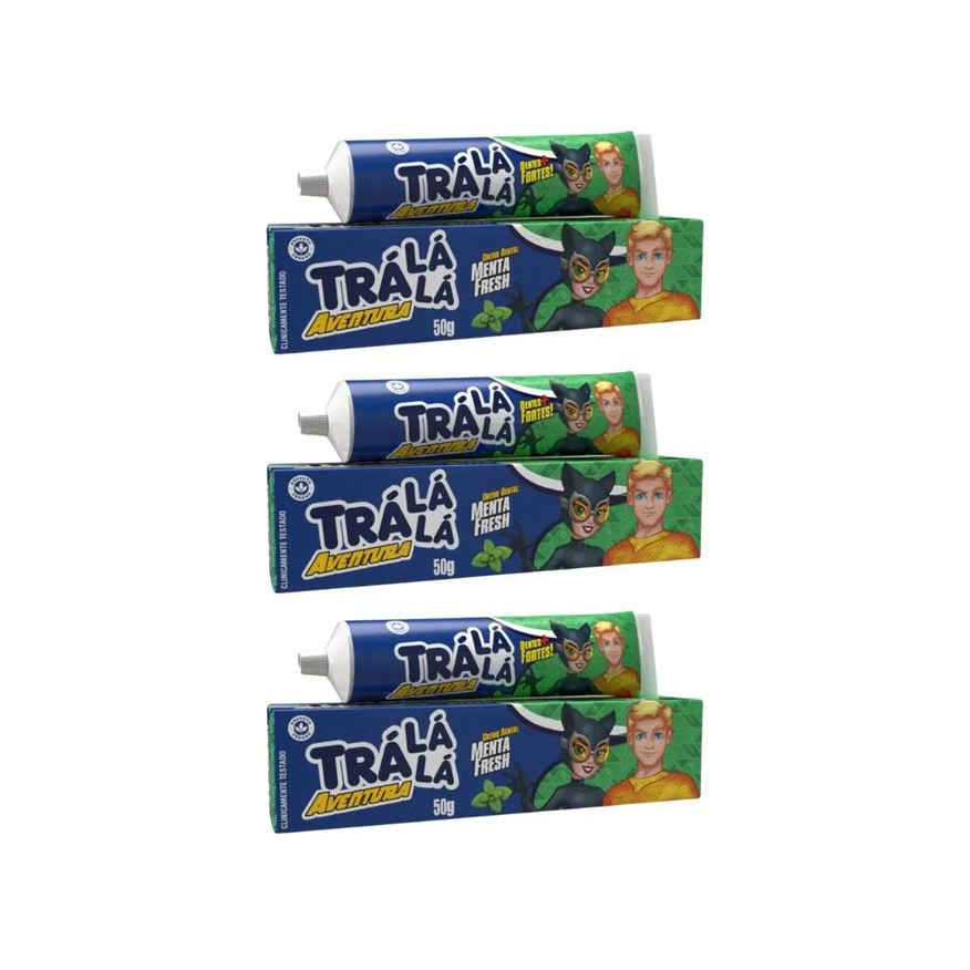 Phisalia Creme Dental Infantil Trá Lá Lá Aventura Menta Fresh 50g 3 unidades