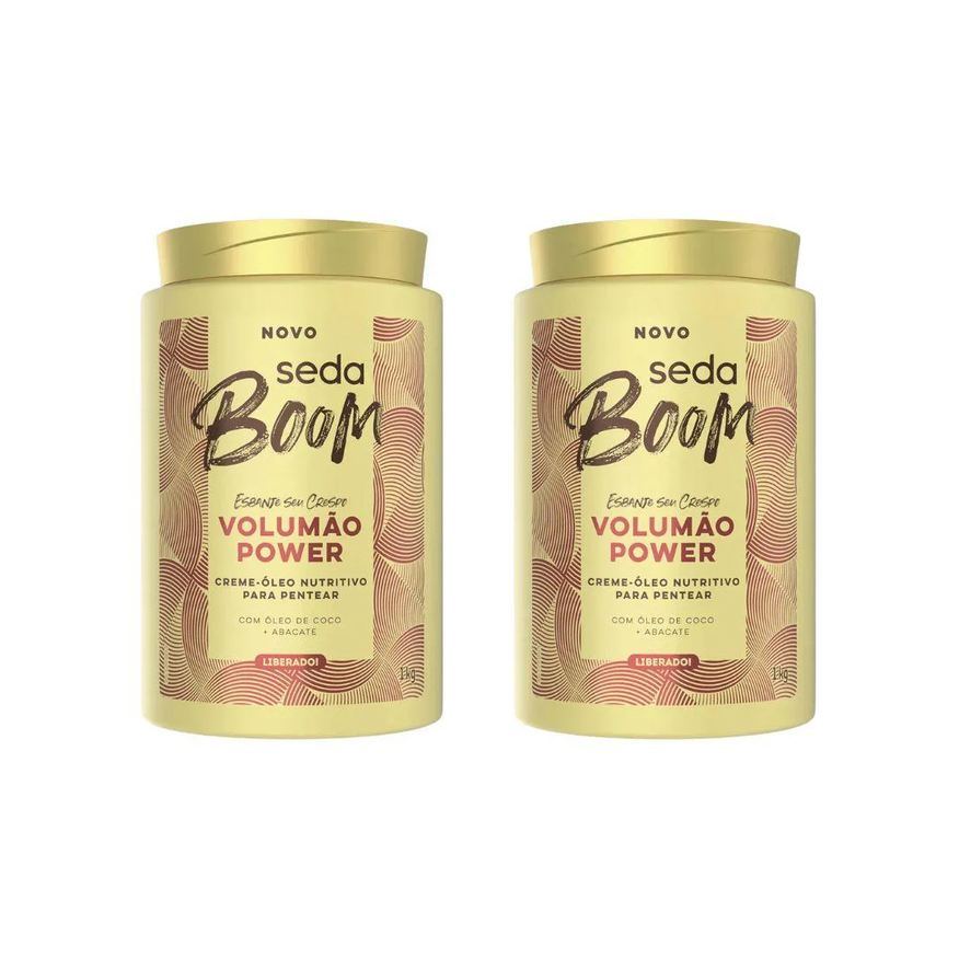 Seda Creme de Pentear Boom Volume Black 1kg - Kit C/ 2un