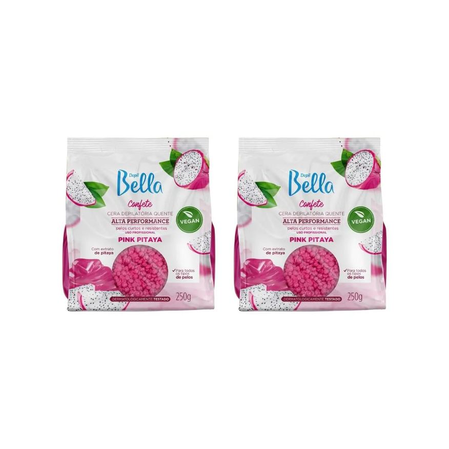 Depil Bella Depilatorio Cera Confete 250g Pink - Kit C/ 2un