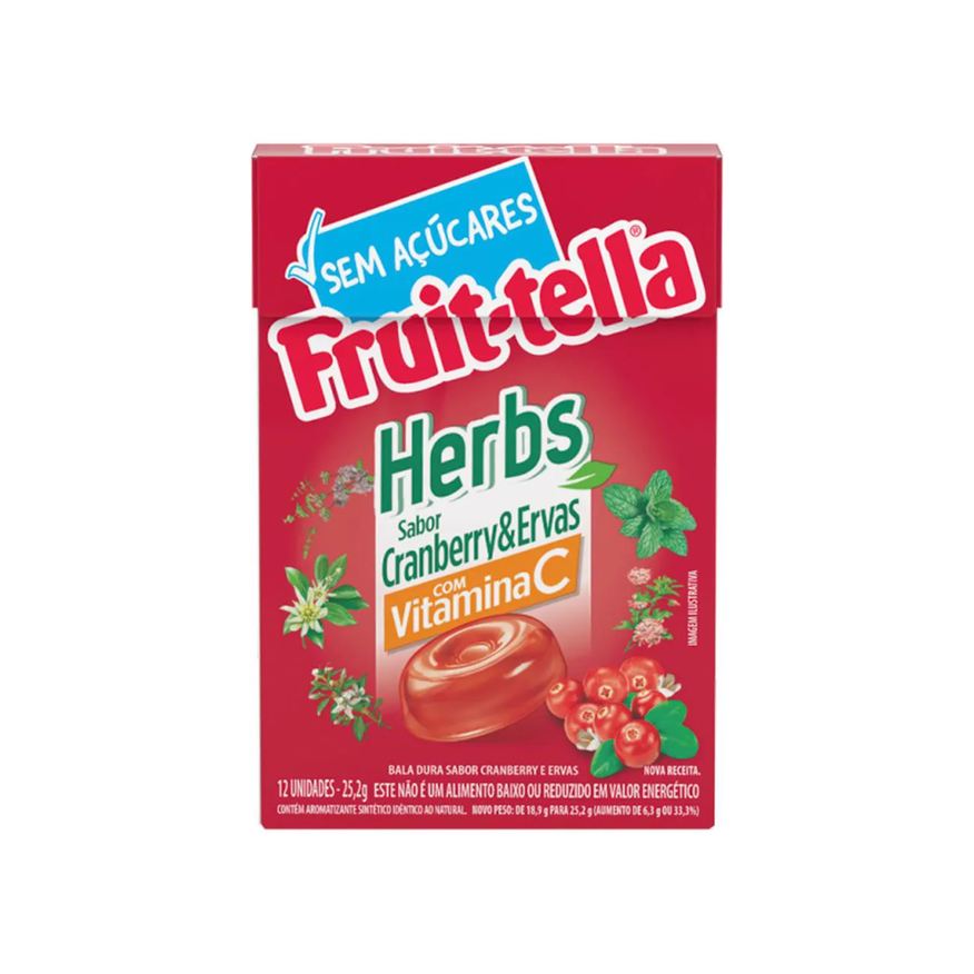 Fruittella Bala Fruit-Tella Herbs Cranberry e Ervas 12 unidades