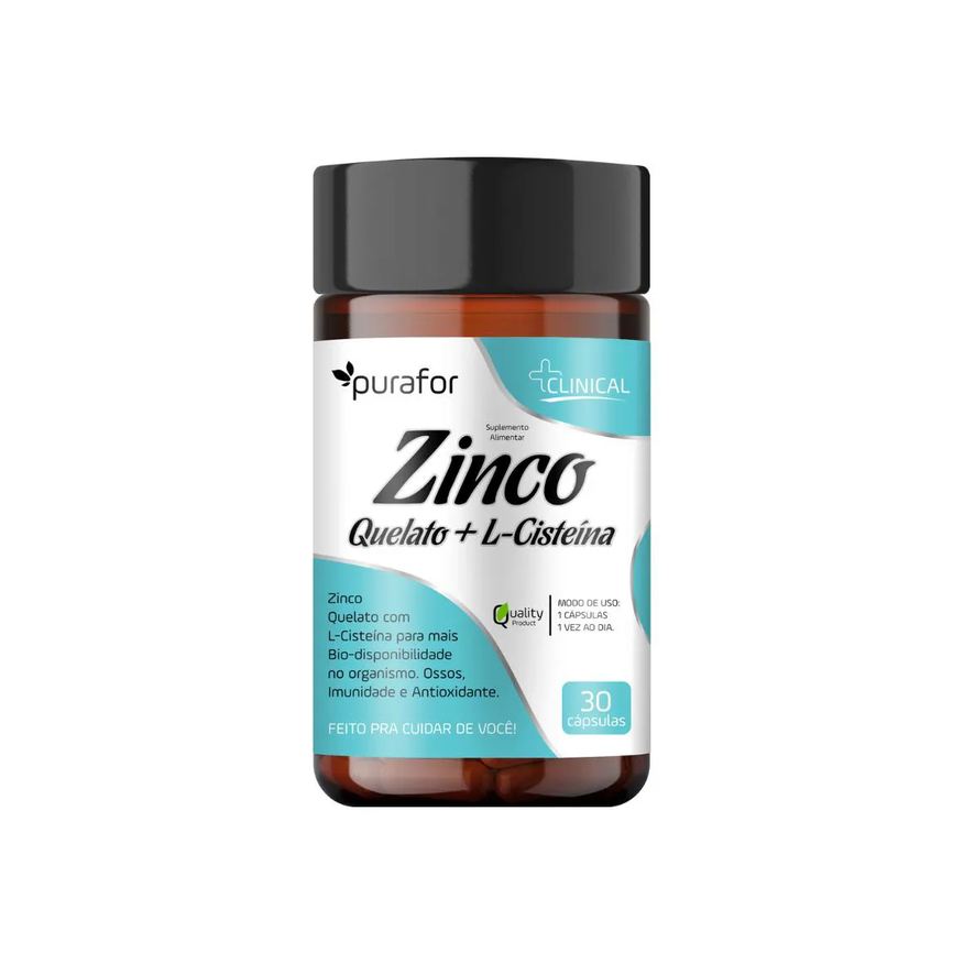 Purafor Zinco Quelato + L-Cisteína 500mg 30 capsulas Suplemento Natural