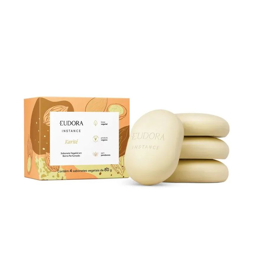 Eudora Kit Sabonete Vegetal em Barra Instance Karite 4x80g