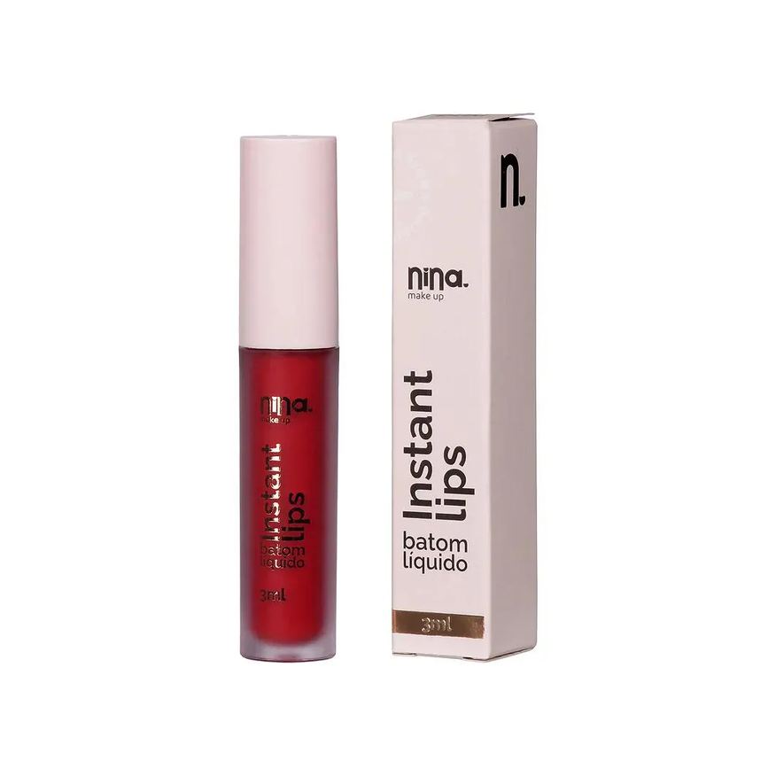Nina MakeUp Batom Liquido Matte Instant Lips Rubi 3ml