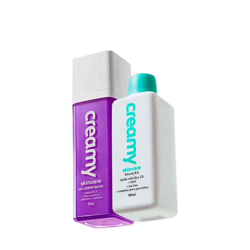 Creamy Kit Ácido Salicílico Solução Tônica Antiacne e Gel-creme Retinol 0,3 (2 Produtos)