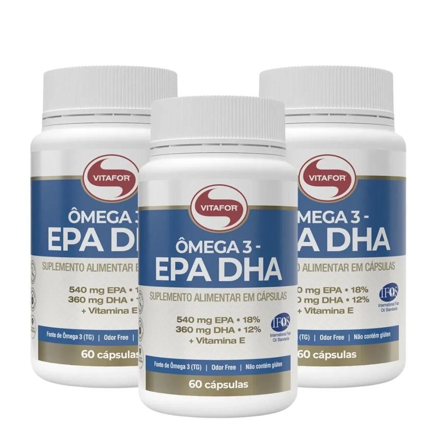 Vitafor Kit 3 Ômega 3 Dha 540mg Epa 360mg Vitamina e 60 cápsula
