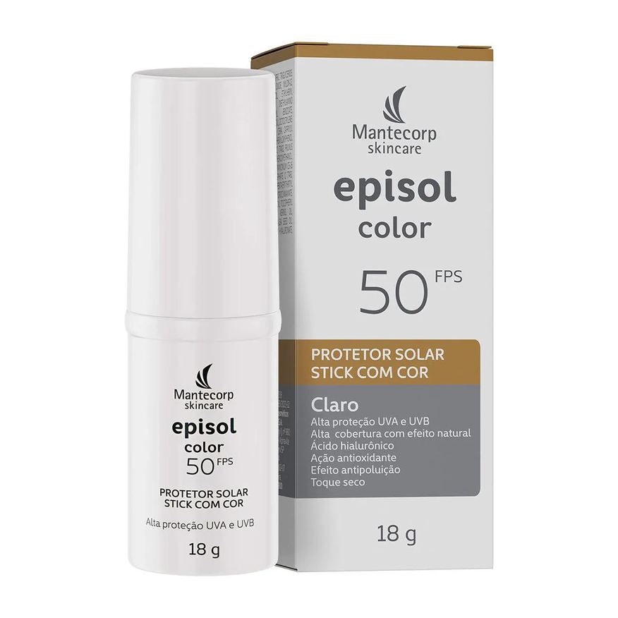 Episol Protetor Solar Facial em Bastão Color FPS 50 Claro 18g