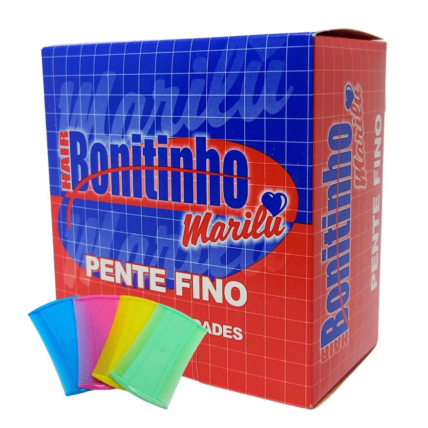 Marilu Pente Fino Piolho S/ Cabo Várias Cores 24 Unidades -Hair Bonitinho