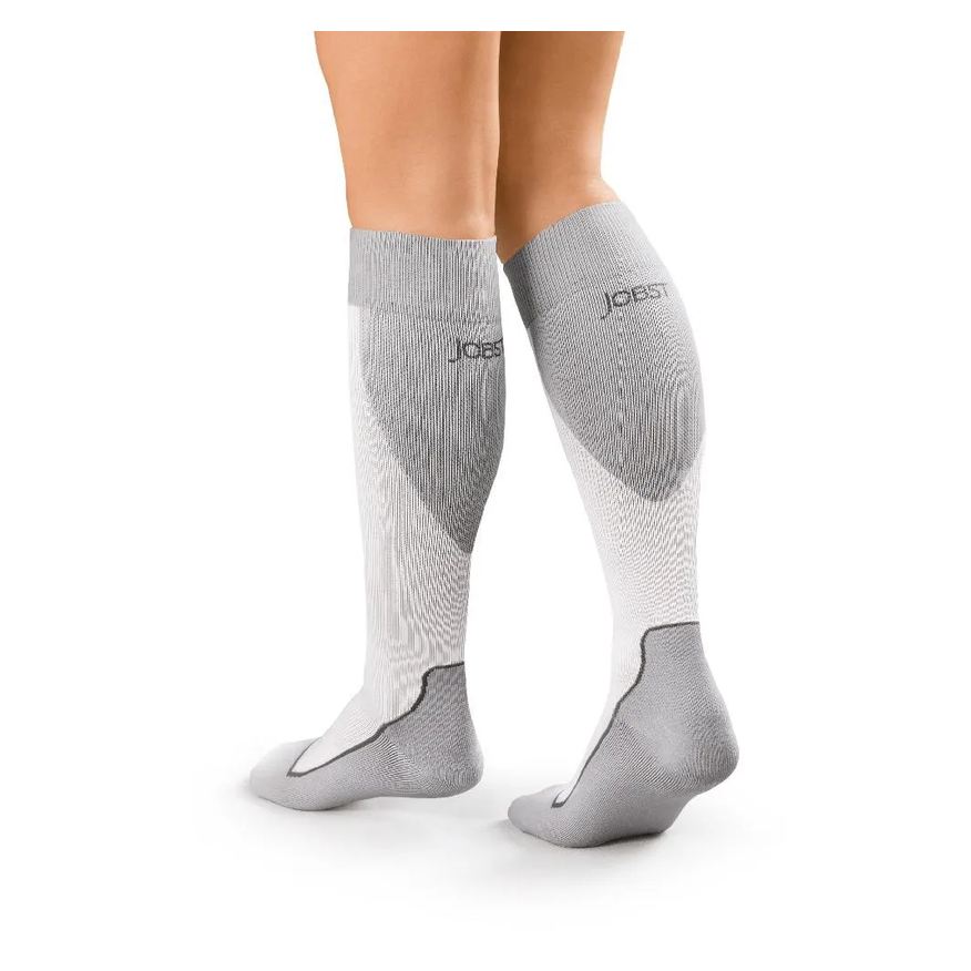 Jobst Meia de Compressão 3/4 Sport 20-30 mmHg - Cor: Branco/Cinza - G