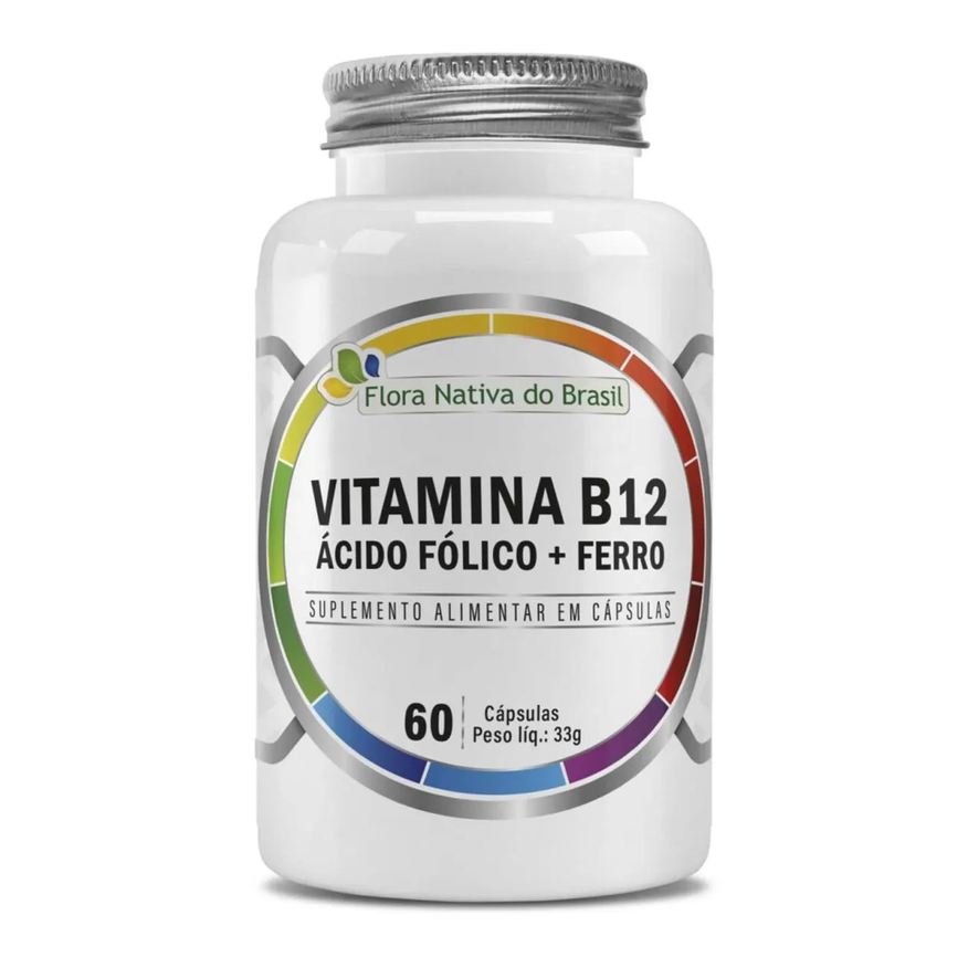 Flora Nativa do Brasil Vitamina B12 + Ácido Fólico + Ferro 60cps SEM Sabor