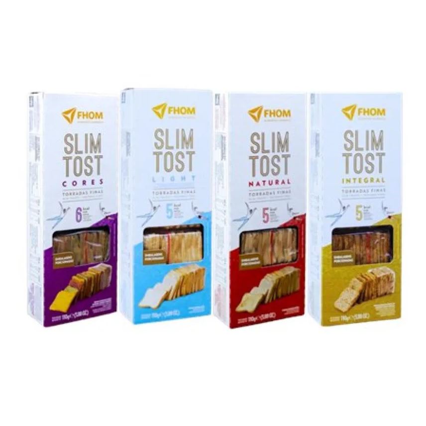 FHOM Kit 4 unid Torrada Slim Tost 4 sabores Vegano Caixa