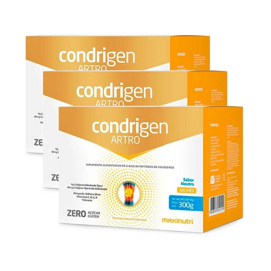 Maxinutri Kit 3 Condrigen Artro Colágeno Tipo 1 E 2 Neutro