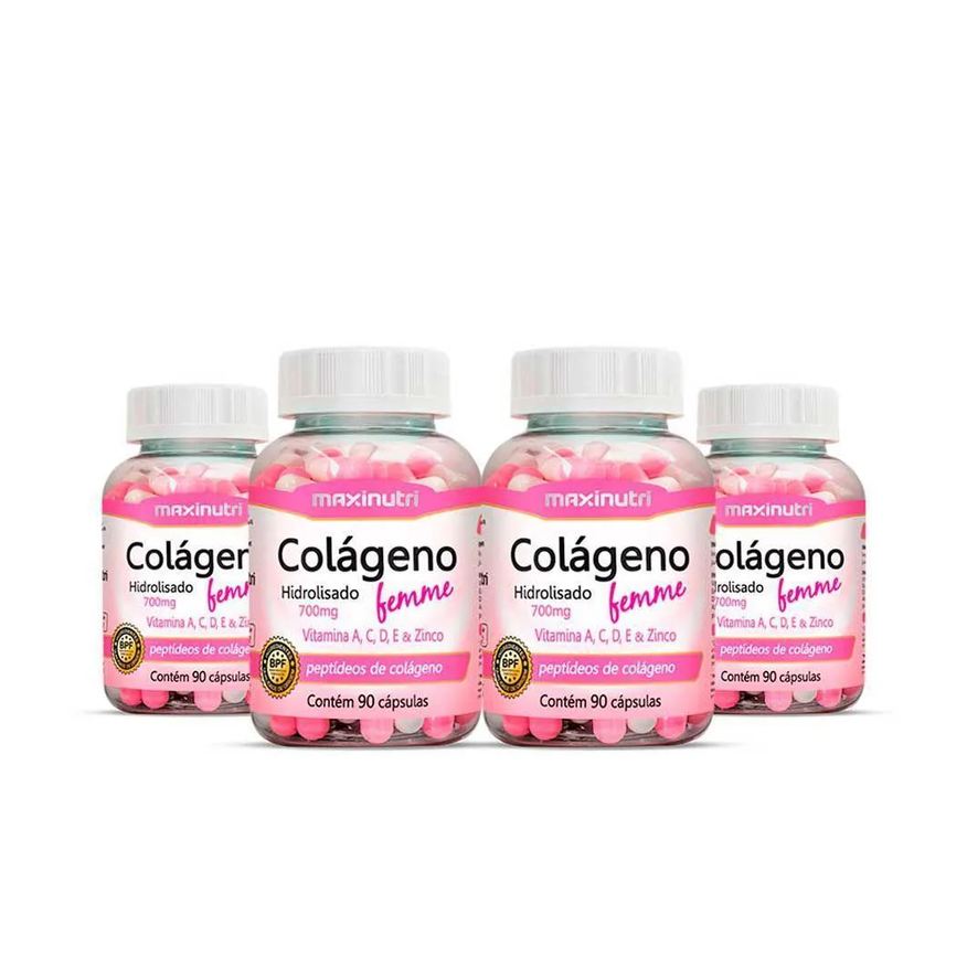 Maxinutri Kit 4 Colágeno Femme Vitaminas E Zinco 90 Cápsulas