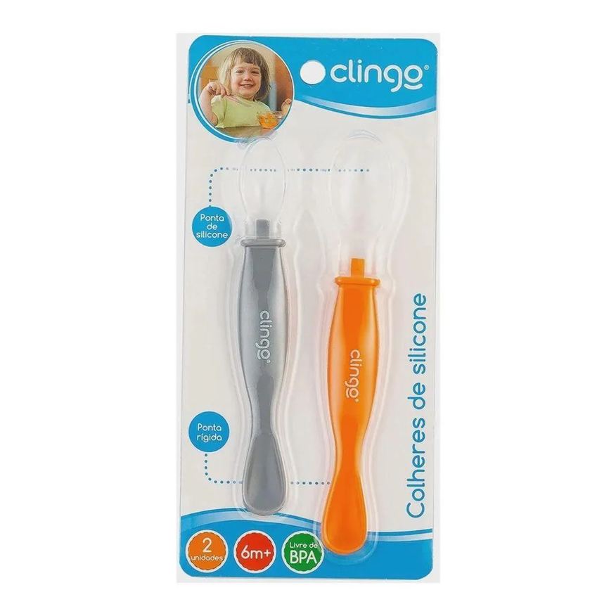Clingo Kit Colheres Silicone Com Ponta Dupla 2 Unidades