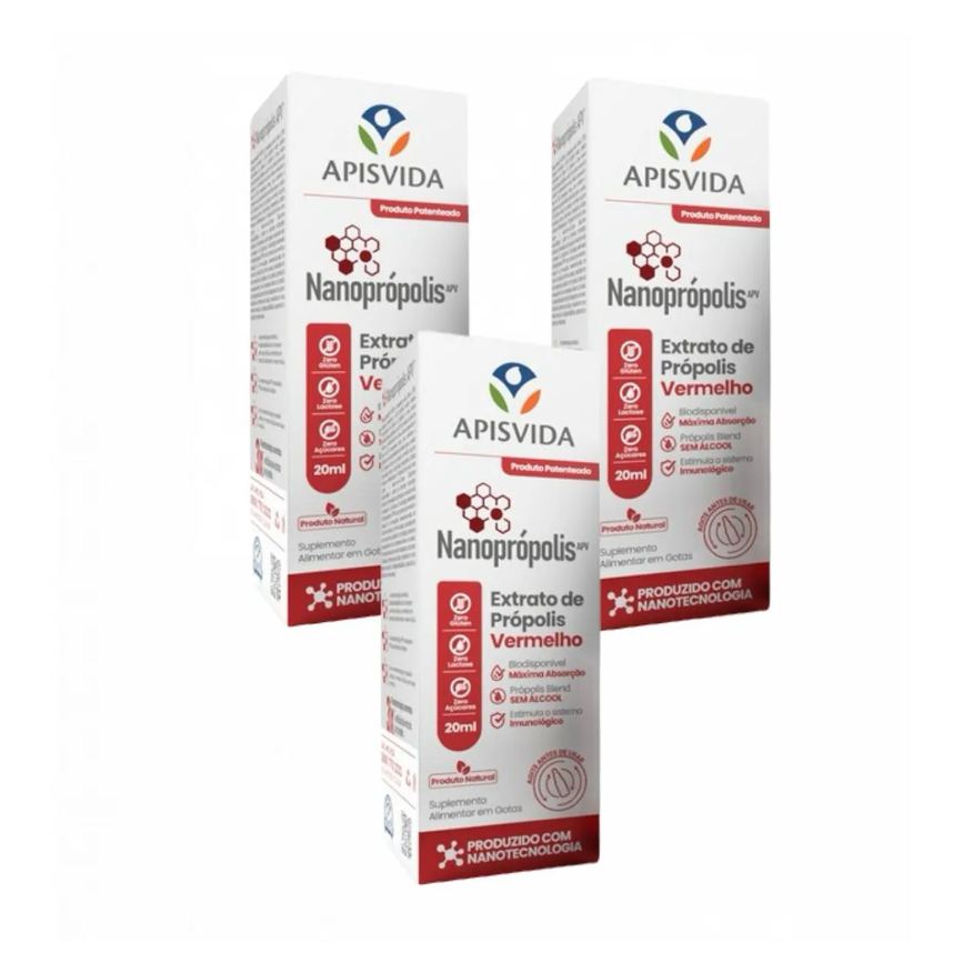 Apis Vida 3x Nanoprópolis Extrato de Própolis Vermelho 20ml