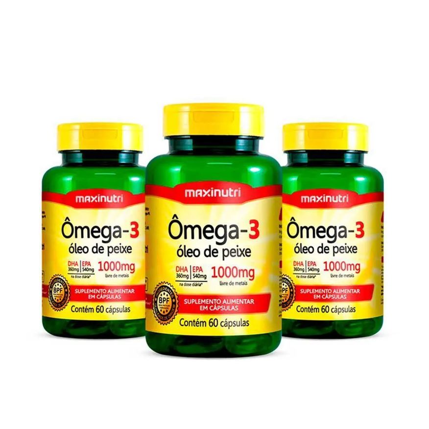 Maxinutri Kit 03 ômega 3 óleo De Peixe 1000mg 60 Capsulas