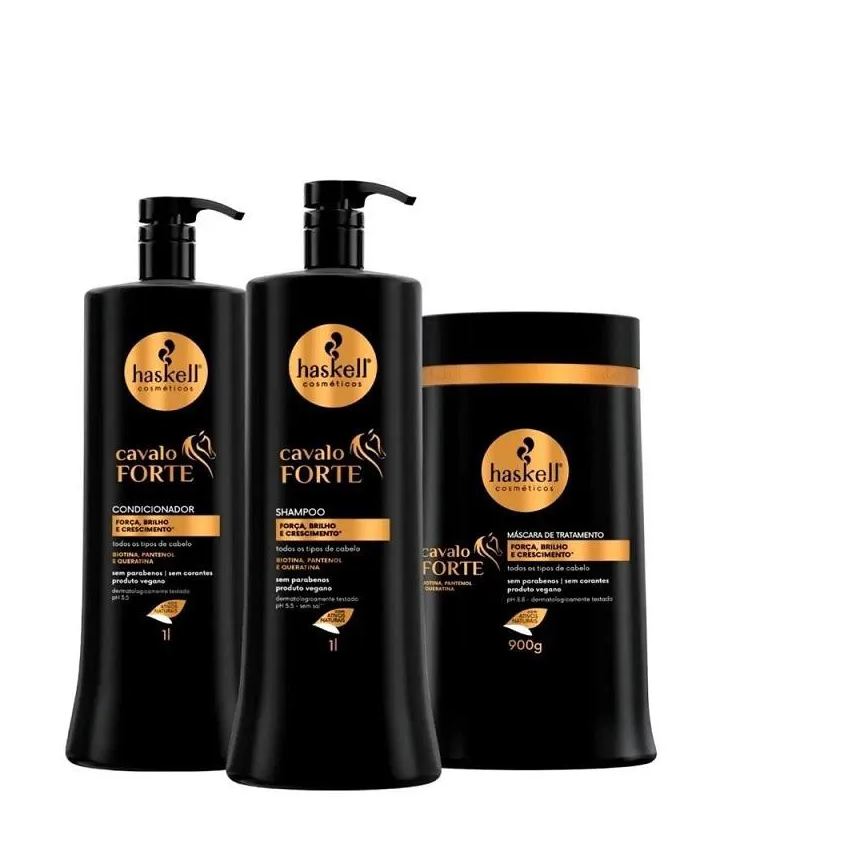 Haskell Kit Cavalo Forte Shampoo 1 Litro 1 Condicionador 1 Litro 1 Mascara 900ml