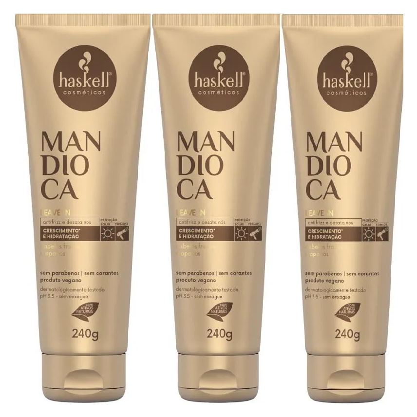 Haskell Kit 3 Leave in Creme De Pentear Mandioca 240g