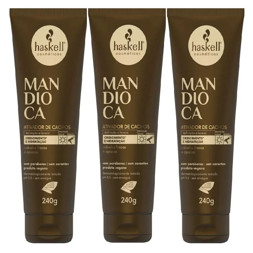 Haskell Kit 3 Ativador de Cachos Mandioca 240g