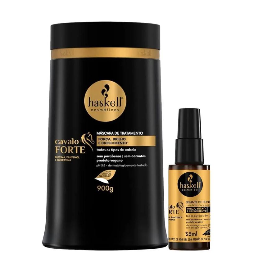 Haskell Kit Cavalo Forte 1 Máscara 900ml 1 Selante de pontas 35ml