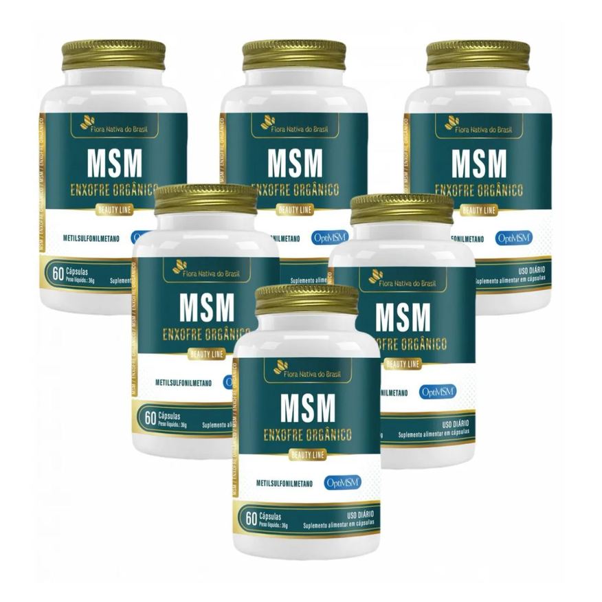 Flora Nativa Do Brasil 6x Msm Enxofre Orgânico + Vitamina C - 60 Cápsulas. - Flora Nativa