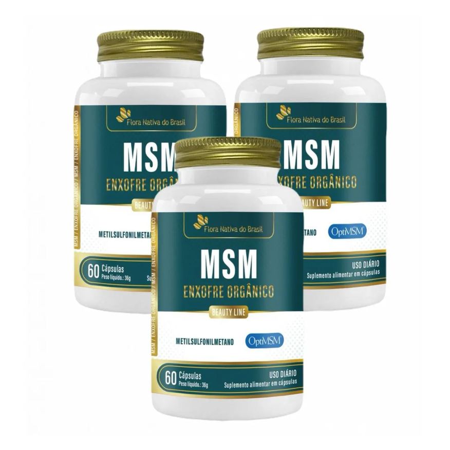 Flora Nativa Do Brasil 3x Msm Enxofre Orgânico + Vitamina C - 60 Cápsulas. - Flora Nativa