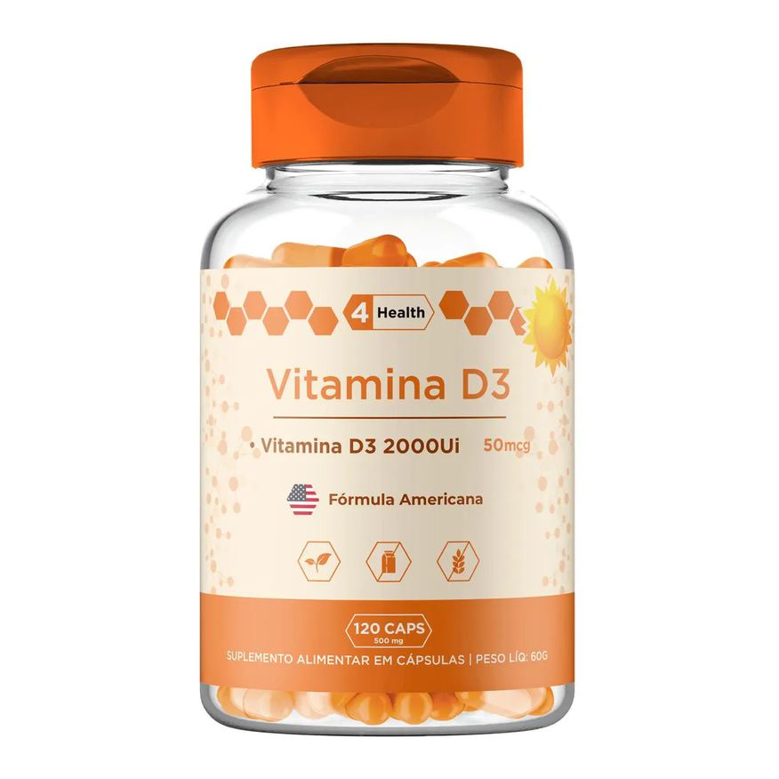 4 Health Vitamina D3 2000ui 120 Cápsulas