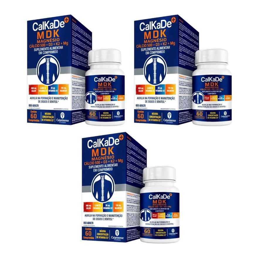 Catarinense 3 Caixas Suplemento Alimentar Calkade Mdk 60 comprimidos