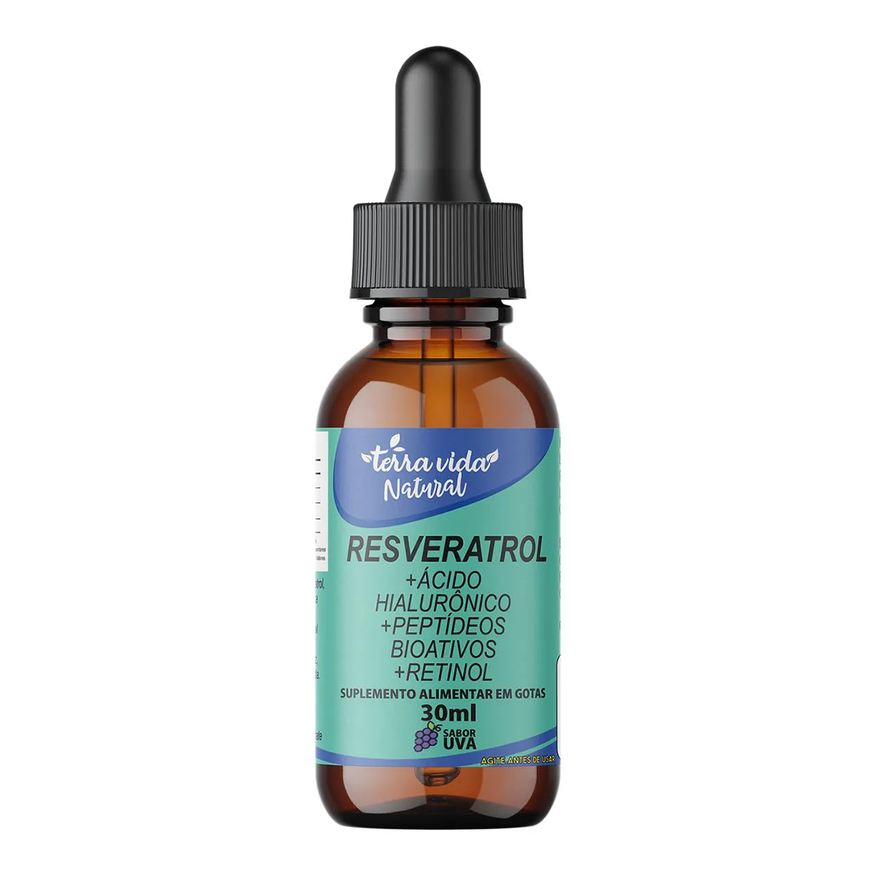 Terra Vida Natural Resveratrol +Ácido Hialurônico +Colágeno +Vitamina A(Retinol) de 30ml Sabor UVA