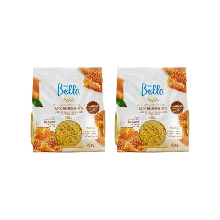 Depil Bella Depilatorio Cera Confete 250g Mel - Kit C / 2un