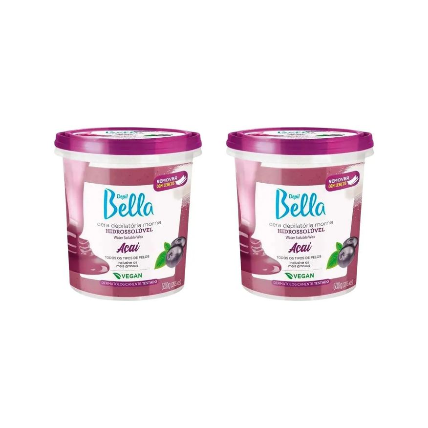 Depil Bella Depilatorio Cera Hidro 600g Açai - Kit C / 2un