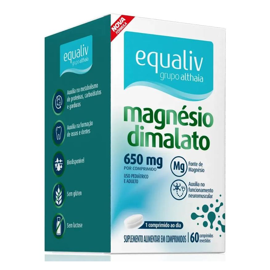 Equaliv Suplemento Alimentar Magnésio Dimalato Músculo 60cps