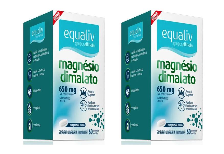 Equaliv Kit 2 Suplemento Alimentar Magnésio Dimalato 60cps