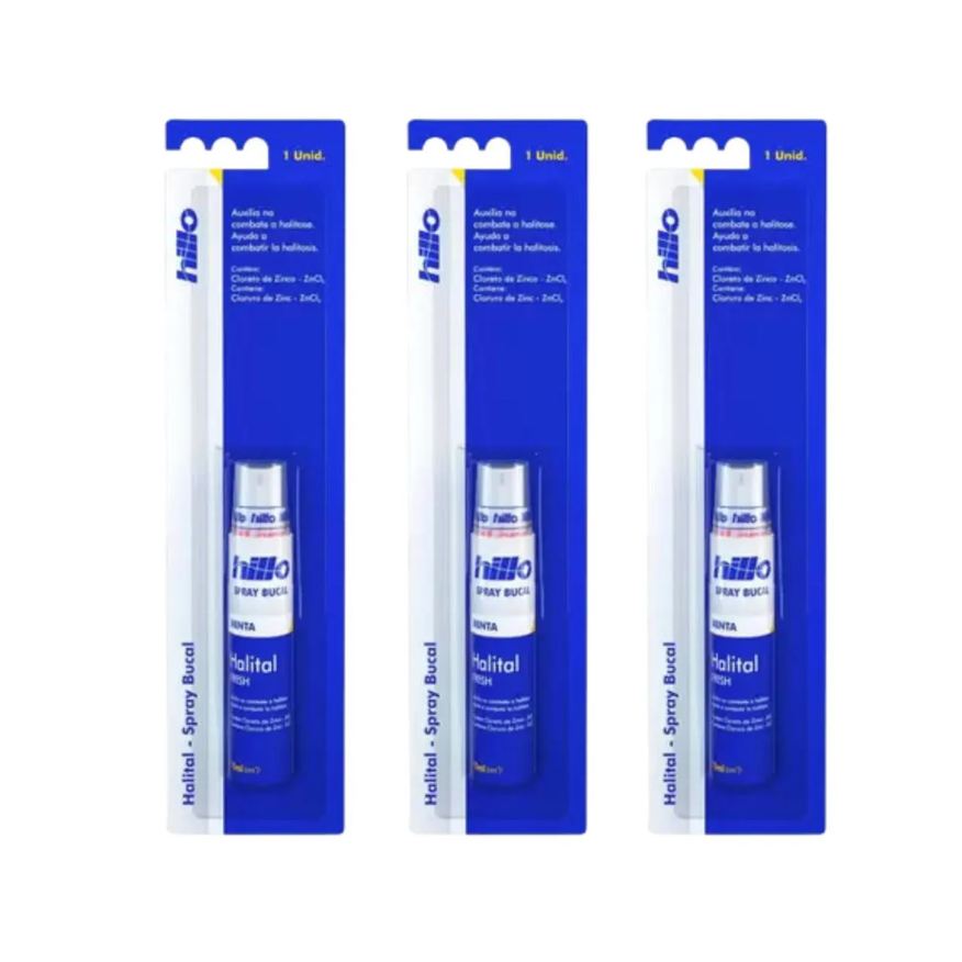 Hillo Kit C3 Halital Fresh Spray Bucal Sabor Menta