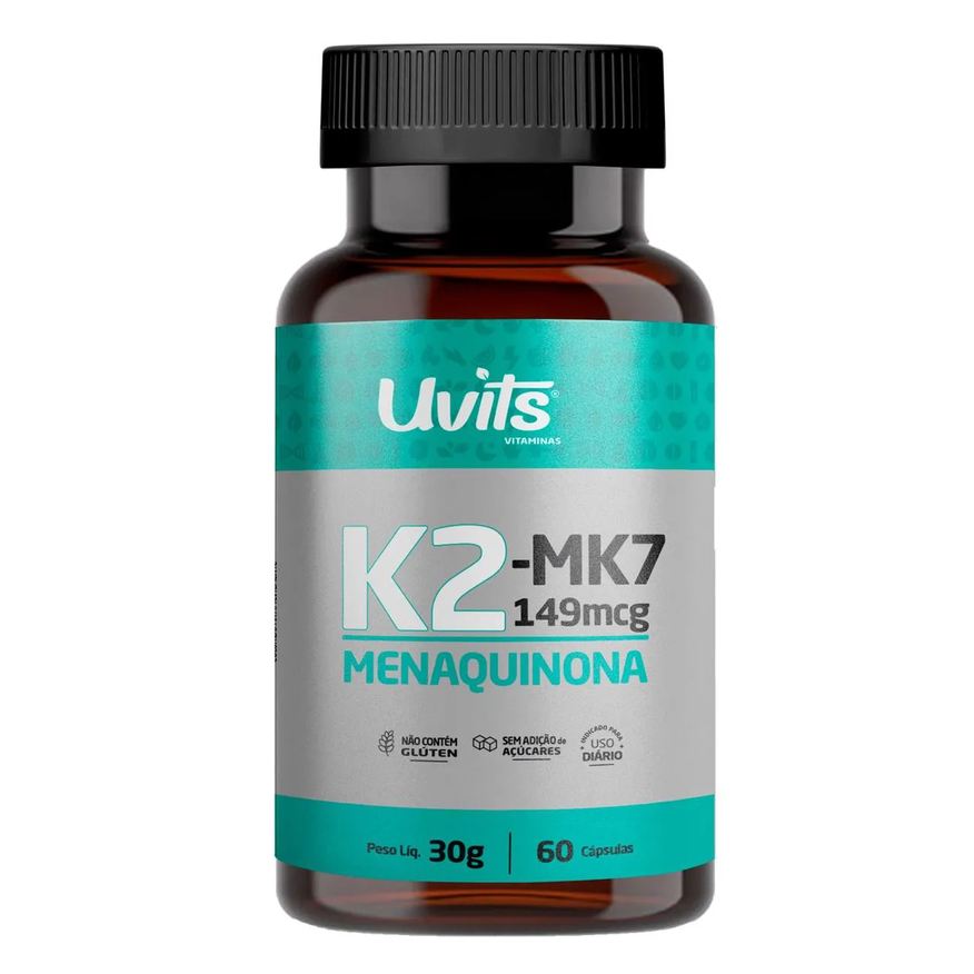 Uvits Vitamina K2 Mk7 149mcg 60 Cápsulas - Sem Sabor