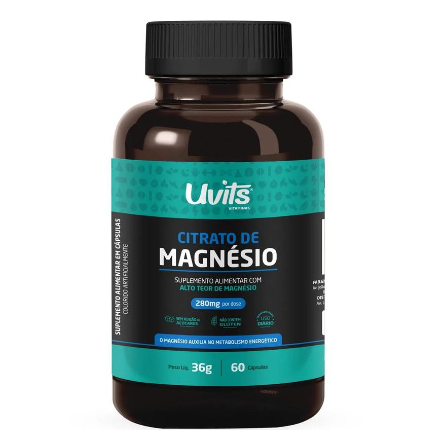 Uvits Citrato De Magnésio 280mg 60 Cápsulas - Sem Sabor