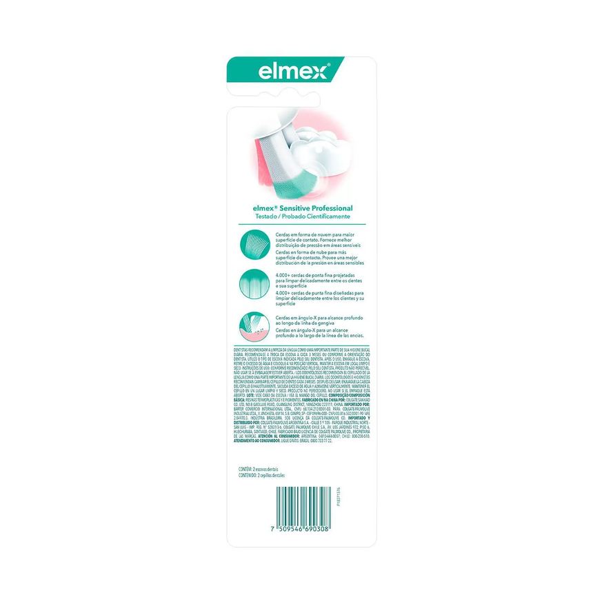 Escova Kit de Dente Elmex Sensitive Professional Ultra Macia Suave 2 unidades