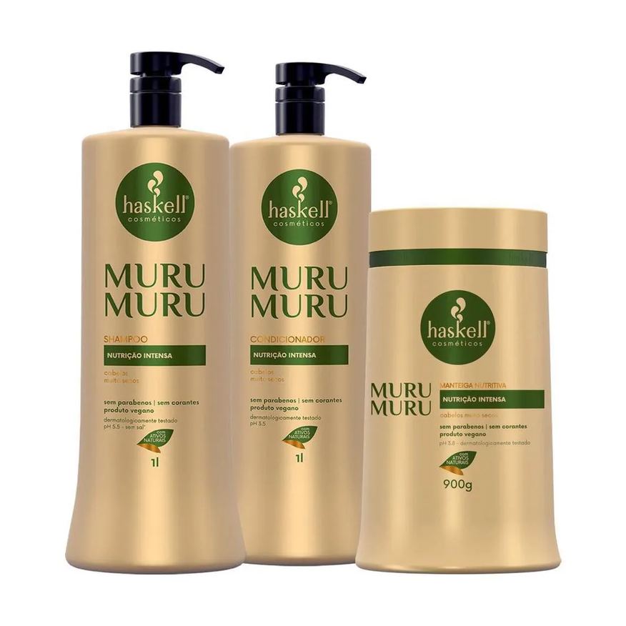 Haskell Kit Shampoo Condicionador Máscara Murumurú Hidrata e Nutre 900g