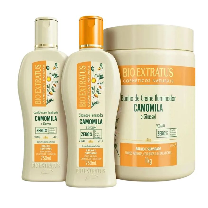 Bio Extratus Kit Camomila Shampoo, Condicionador e Banho de Creme (250ml/1kg)