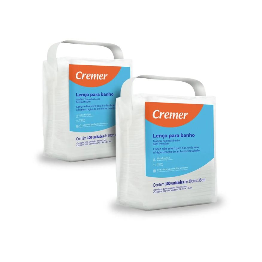 Cremer Lenço de Banho com 200 unidades (2 pac. com 100 uni)
