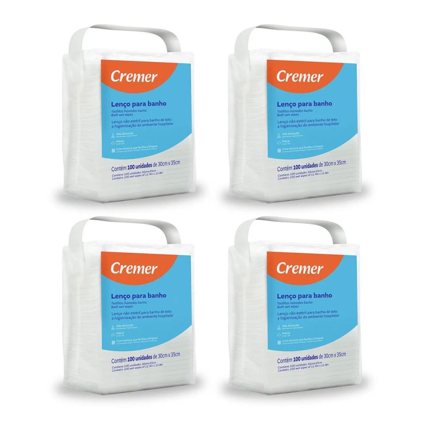 Cremer Lenço de Banho com 400 unidades (4 pac. com 100 uni)