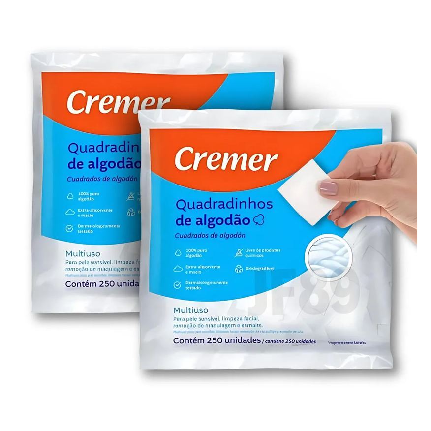 Prensado Algodão Quadrado Cremer Sem Perfume 500 Unidades