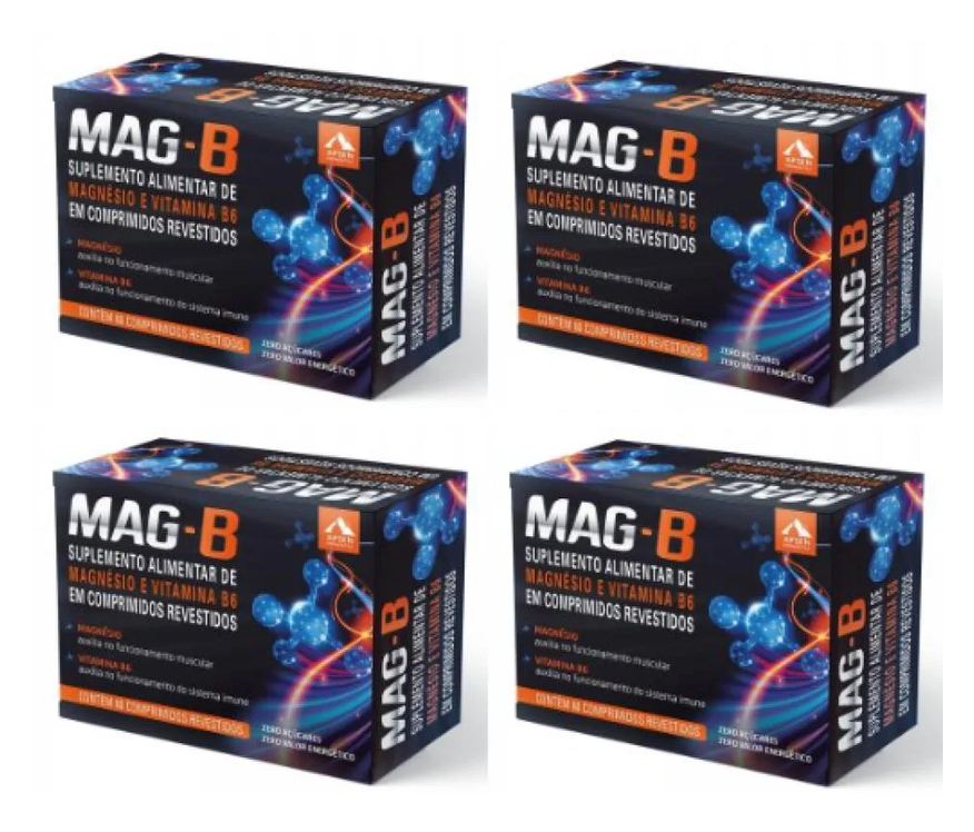 Apsen Mag-b Kit C/4 Caixas C/ 60 comprimidos Cada - Bisglicinato de Magnésio + Vitamina B6