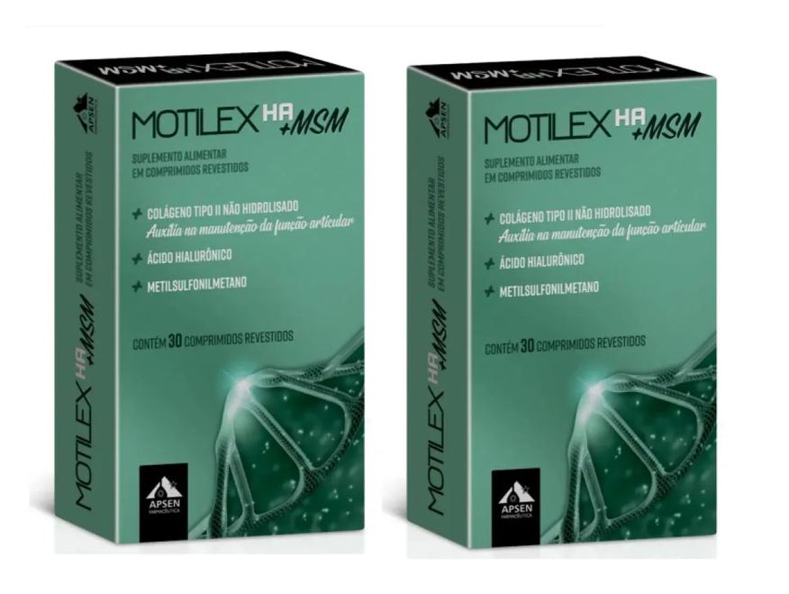 Apsen Motilex Ha+msm Kit C/2 Caixas C/30 comprimidos Cada - Colágeno Tipo 2 + Ácido Hialurônico + Msm = Metilsulfonilmetano + Vitamina C