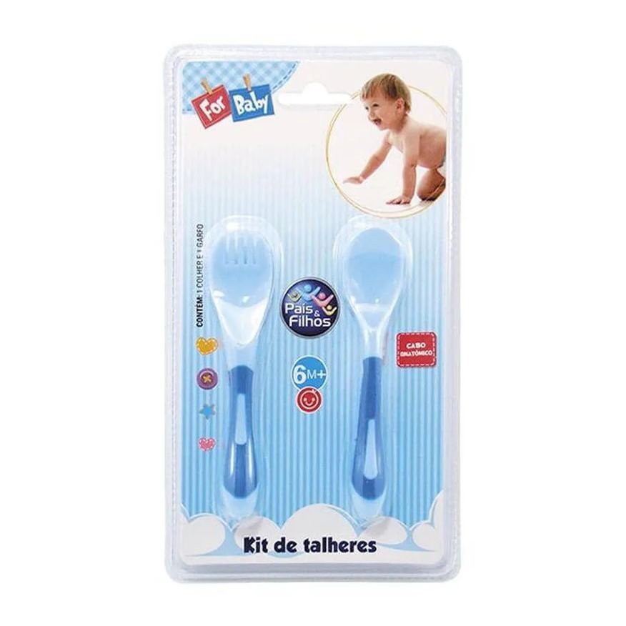 Pais E Filhos Kit Talheres de Plastico Azul